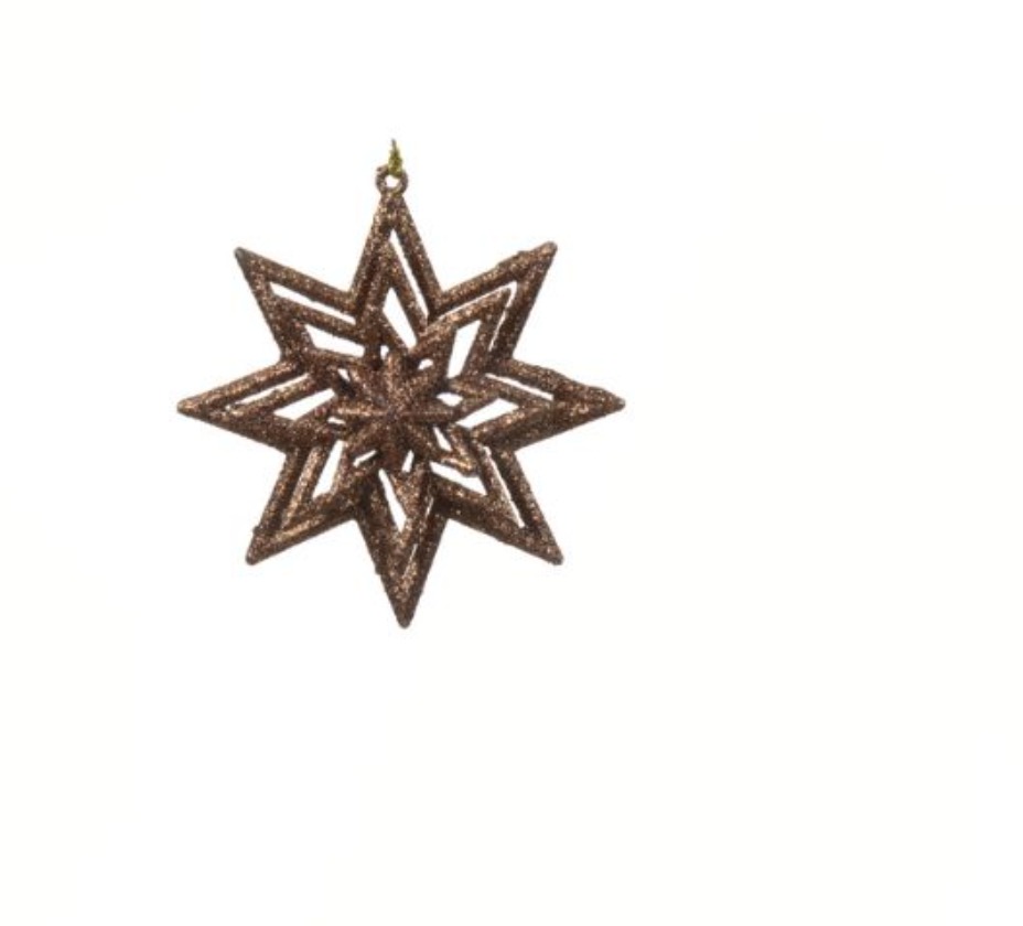 Տոնածառի խաղալիք փայլերով աստղեր, pearl/light gold/ginger brown, 11սմ