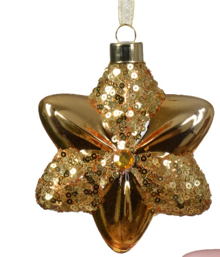 Տոնածառի ապակե խաղալիք, աստղ, blush pink/light gold/winter white, 10.8սմ/Տուփ 2 հատ/