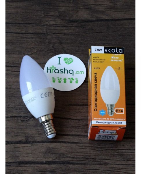 Լամպ Ecola Light Candle LED 7,0W 220V E14 4000K մոմ 100x37