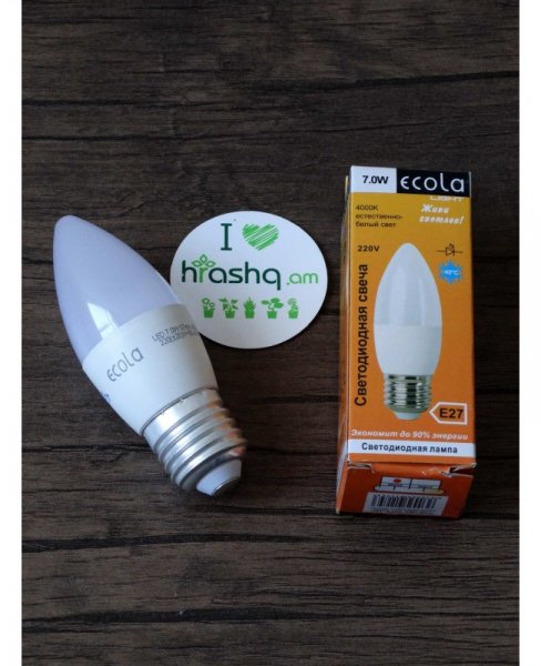 Լամպ Ecola Light Candle LED 7,0W 220V E27 4000K մոմ 100x37