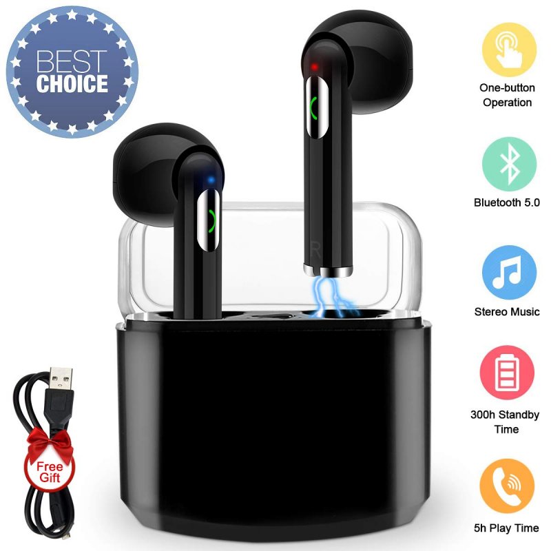 Wireless Earbuds,Bluetooth Earbuds Wireless Earphones Stereo Wireless Earbuds with Microphone/Charging Case Bluetooth in Ear Earphones Sports Earpieces Compatible iOS Samsung Android Phones(Black)
