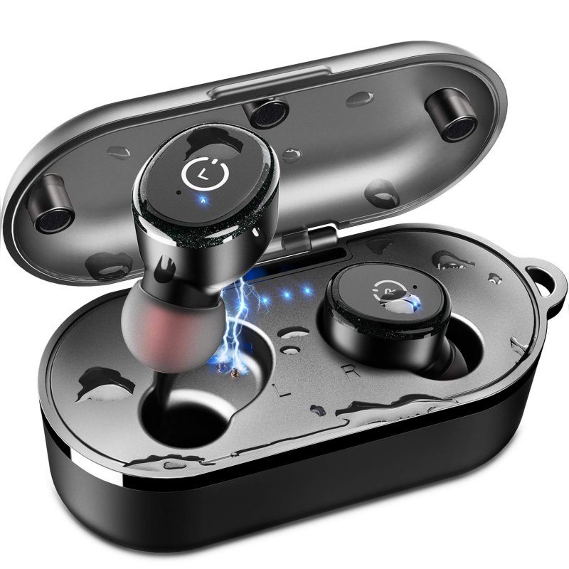 TOZO T10 Bluetooth 5.0 Wireless Earbuds with 【Wireless Charging Case】 IPX8 Waterproof TWS Stereo Headphones in-Ear Built-in Mic Headset Premium Sound with Deep Bass for Sport