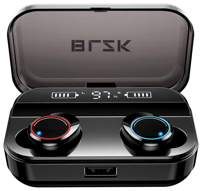 Wireless Earbuds, BLZK Latest Bluetooth 5.0 True Wireless Bluetooth Earbuds, with bass 3D Stereo Sound Wireless Headphones, Built-in Microphone LED Digital Shows Charging Charge (Black)