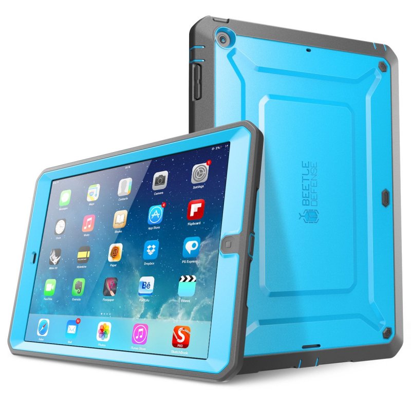 iPad Air Case, SUPCASE Heavy Duty Beetle Defense Series Full-Body Rugged Hybrid Protective Case Cover with Built-in Screen Protector for Apple iPad Air (Blue/Black, not fit iPad Air 2)