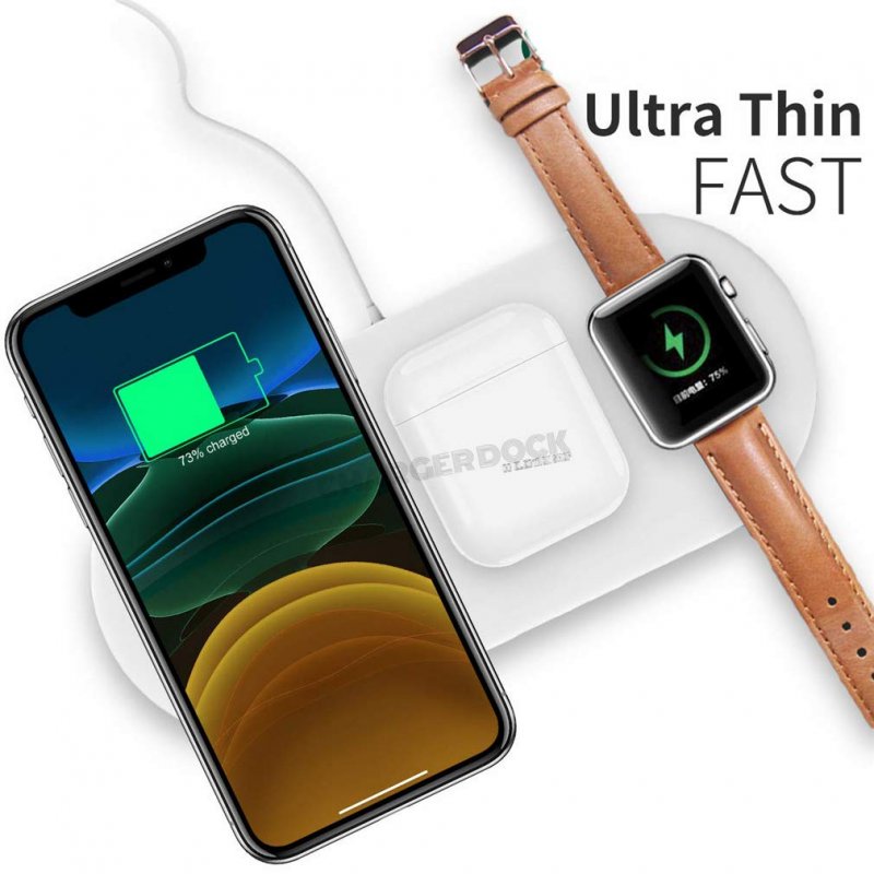 Comecall 3 in 1 Qi Wireless ChargerPad/Multiple Devices Wireless Charger Dock for Air Pods/Apple Watch Series 4/3/2/1 and iPhone 11/11 Pro/11 Pro Max/XR/X/8 Galaxy Note10/9