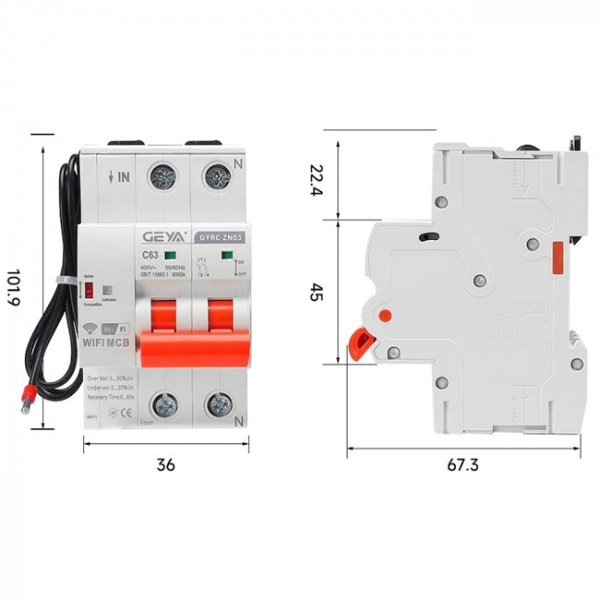 Автоматический выключатель с Wi-Fi - 2P 100A - GEYA